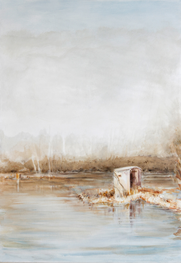 kleiner Damm, 2024, Öl auf Leinwand, 100 x 700 cm